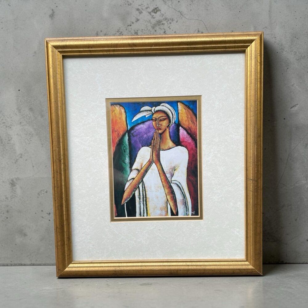 Vintage 1994 LaShun Beal Divine Signed Art Print Framed Black Art Spiritual